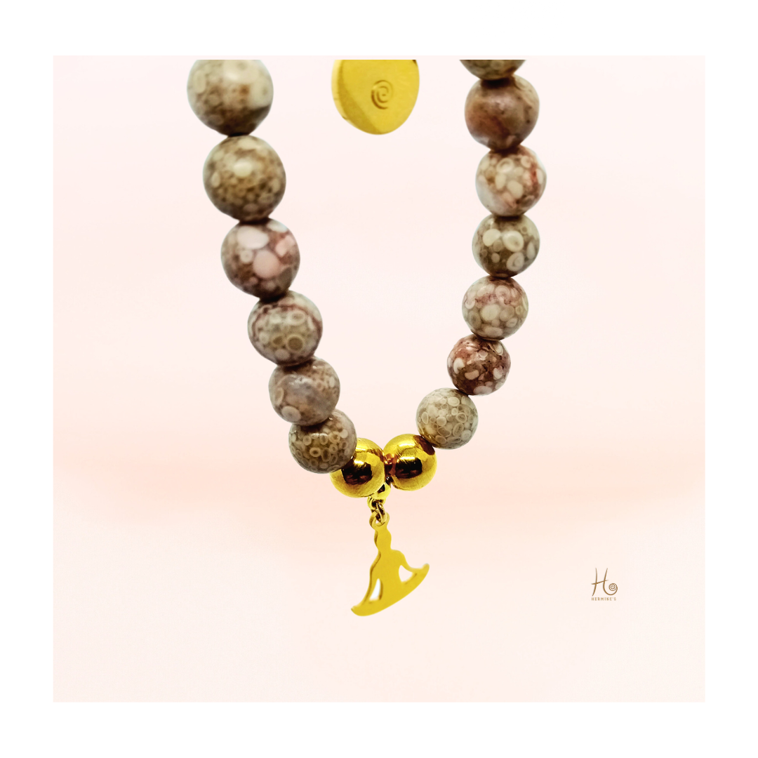 Armband ✿ Samira - Fossilt Korall & Rostfritt Stål