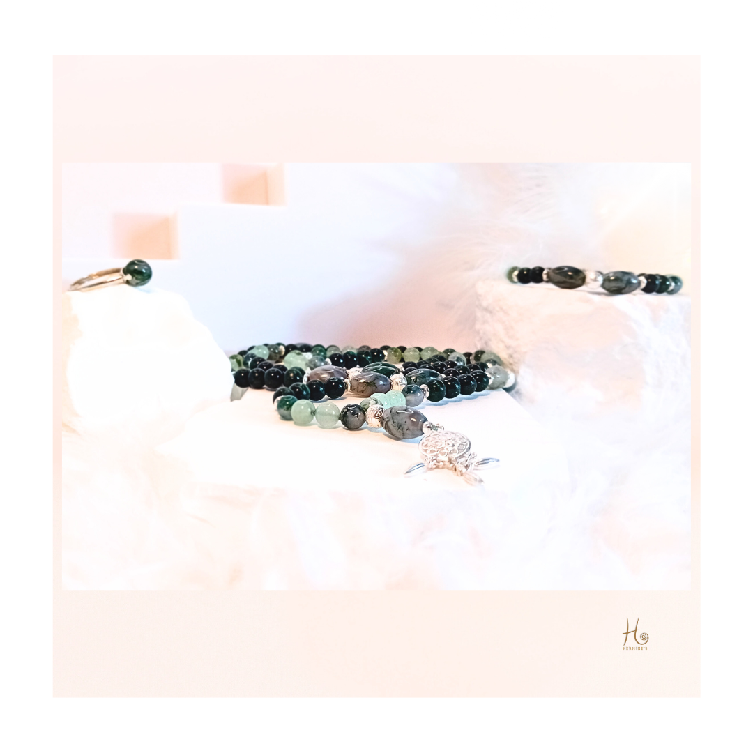 Armband ✿ Maia - Mossagat, Aventurin, Smaragd & 925 Sterling Silver