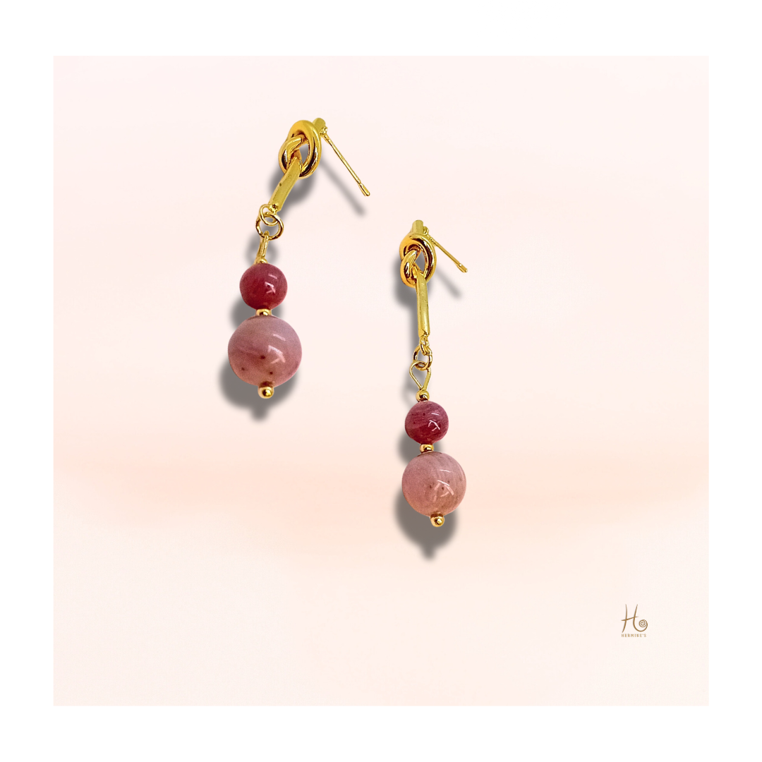 Earrings ✿ Aluna - Rhodonite & 18k Gold Plating