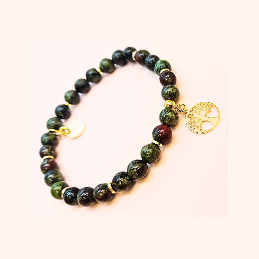 Bracelet ✿ Runa - Unakite & 18k Gold Plating