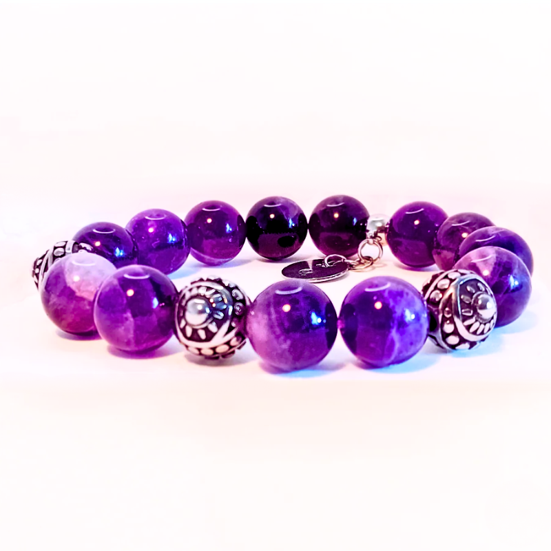 Armband ✿ Selene - Drömametist & Rostfritt Stål