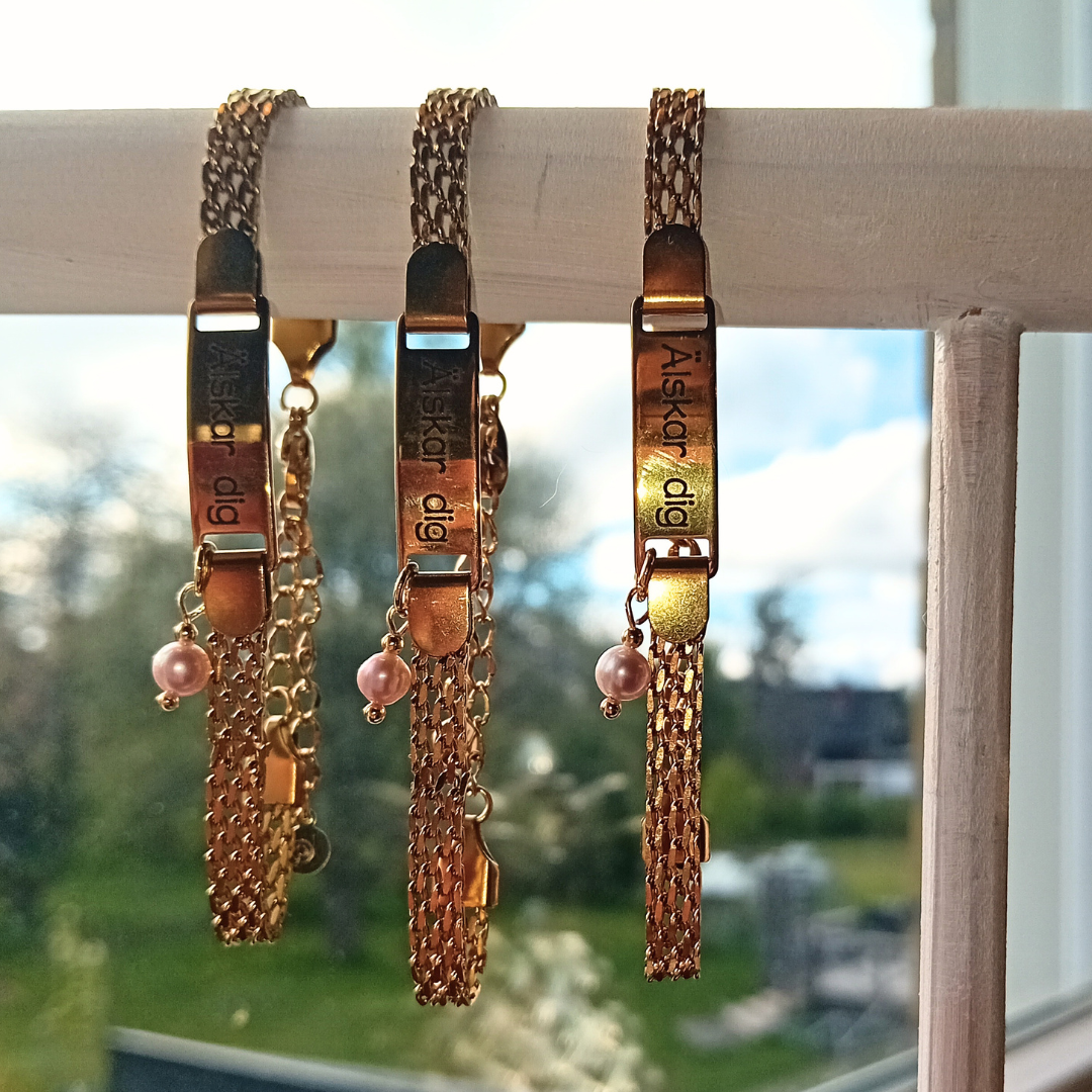 MINOU · 18k ionplätering · Mesh · Äkta sötvattenspärla
