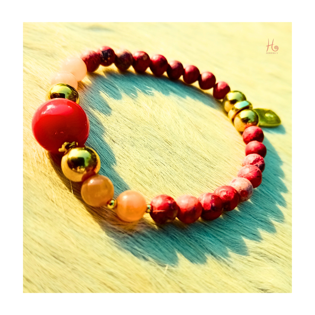 Bracelet ✿ Sulis - Jade, Sunstone, American Turquoise &amp; 18k Gold Plating
