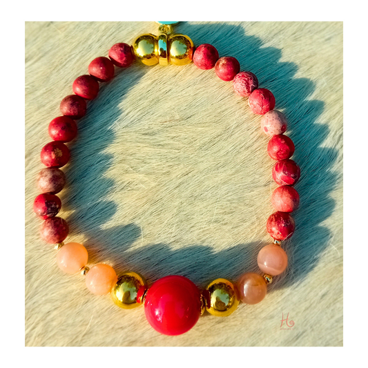 Bracelet ✿ Sulis - Jade, Sunstone, American Turquoise &amp; 18k Gold Plating