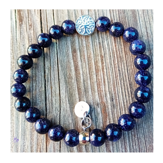 Bracelet ✿ Noelia - Blue Goldstone &amp; Stainless Steel