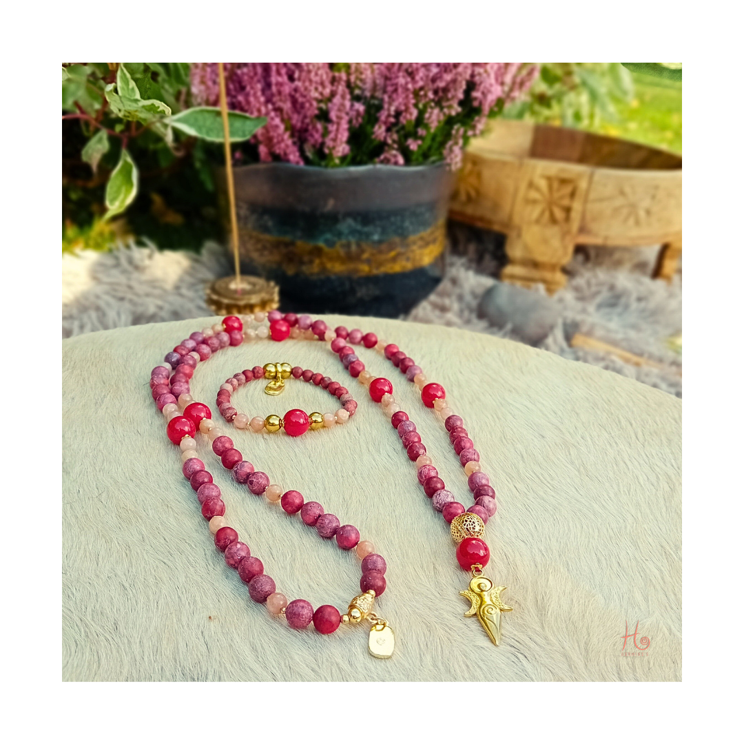 Mala ✿ Sulis - Jade, Sunstone, American Turquoise &amp; 18k Gold Plating