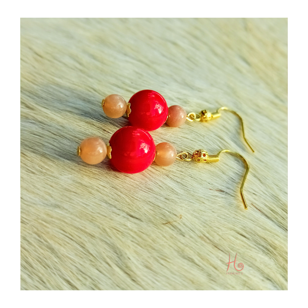 Earrings ✿ Sulis - Jade, Sunstone &amp; 18k Gold Plating