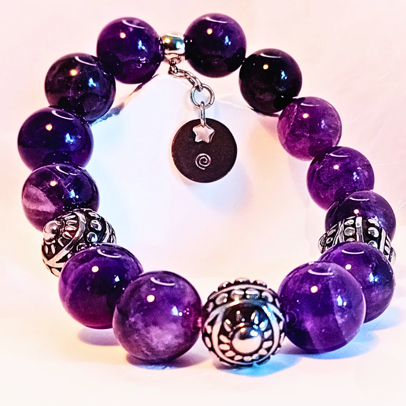 Armband ✿ Selene - Drömametist & Rostfritt Stål