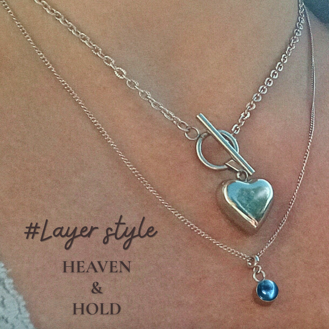 HOLD • Stainless Steel Necklace with Heart Charm & Toggle Clasp