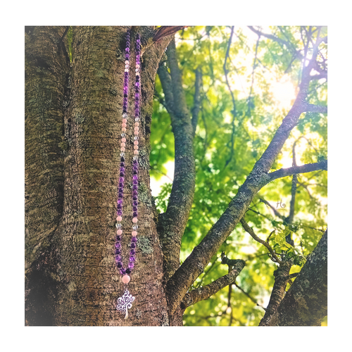 Mala ✿ Nimue - Ametist, Rosenkvarts, Bergkristall, Rostfritt Stål