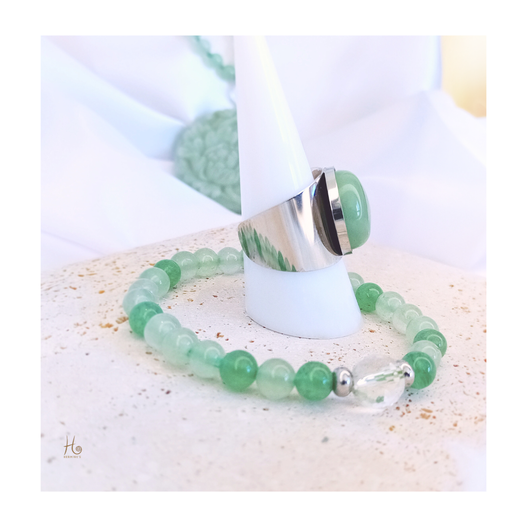 Ring Aventurin stainless steel