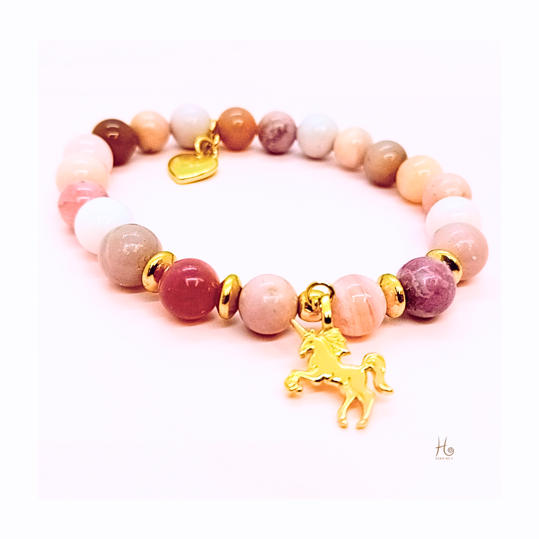 Armband ✿ Salome - Pink Opal & 18k Guldplätering