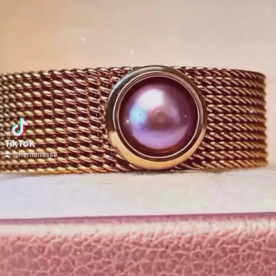 mesh ring with freshwater pearl worn on hand video