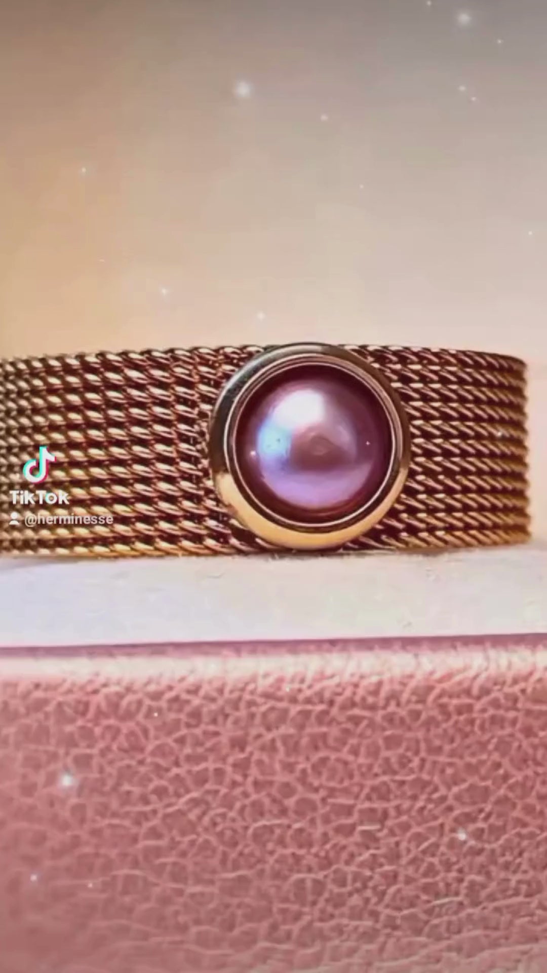 mesh ring with freshwater pearl worn on hand video