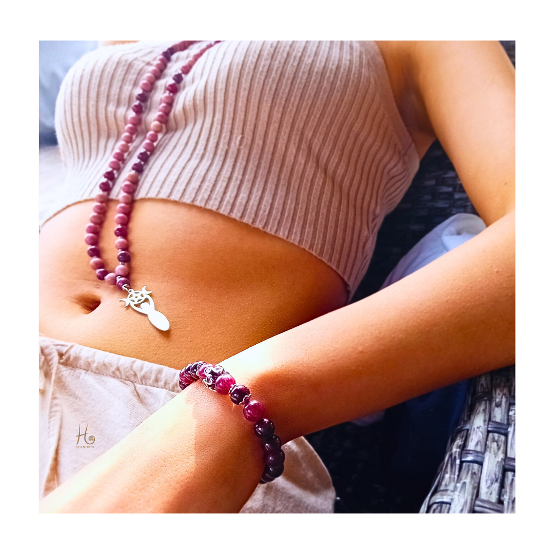 Mala ✿ Elowen - Rodonit, Granat & Rostfritt Stål