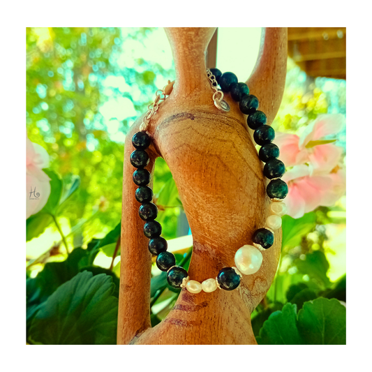 Armband ✿ Melisande - Smaragd, Söttvattenspärlor & Sterling Silver